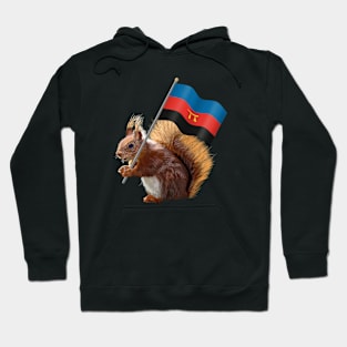 Red Squirrel Holding a Polyamory Pride Flag Hoodie